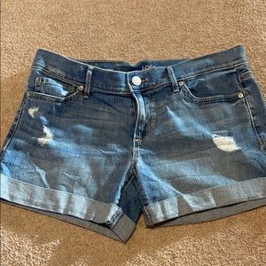 NEW Loft Outlet Destructed Denim Roll Shorts